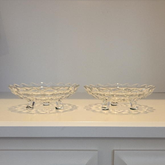 Fostoria Other - Set Of 2 Fostoria Clear Cubist Footes Bon Bon Dishes